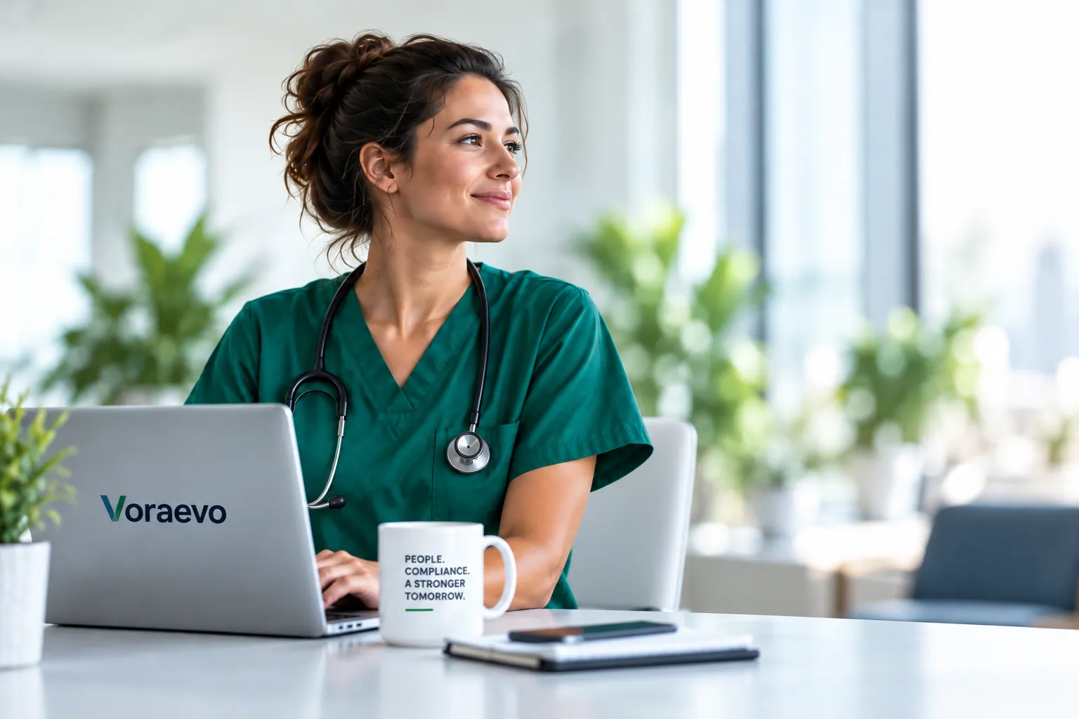 Clinician at a laptop